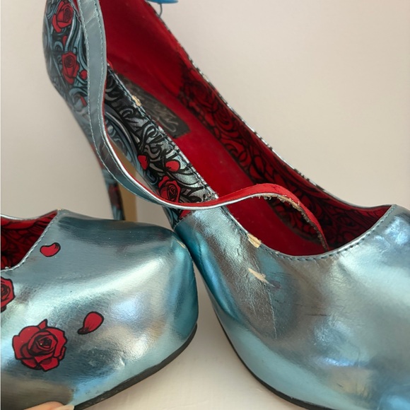 Blue Metallic Platform Heels Iron Fist - Picture 2 of 6